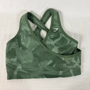 Gymshark Women's Adapt Camo Seamless Crossback LV5 Sports Bra Green Small
